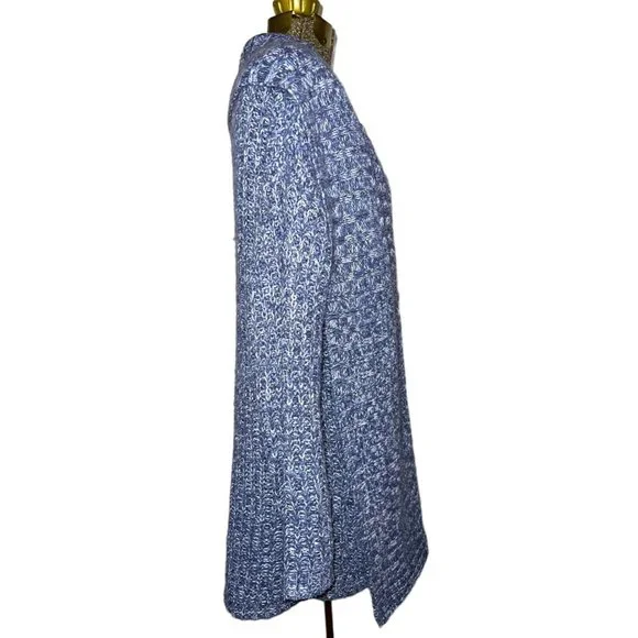 Larry Levine Blue Open Front Sweater Cardigan Thigh Length Womens Size Medium - Picture 5 of 8
